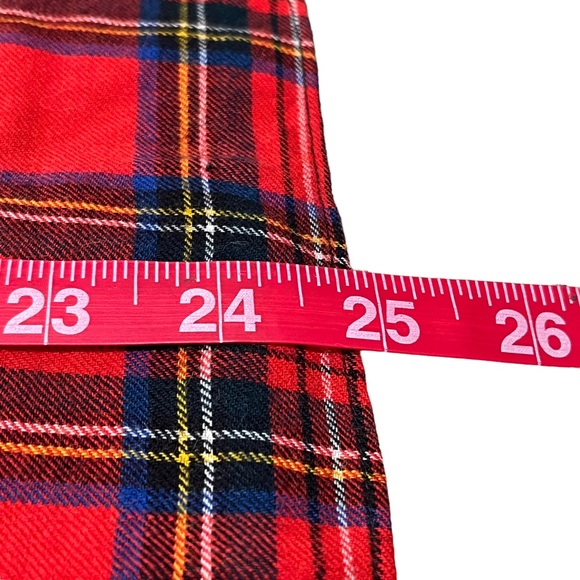 Vintage TOOKE Red Stewart Tartan Plaid Button Up Shirt M Viyella Wool Blend - Picture 9 of 11